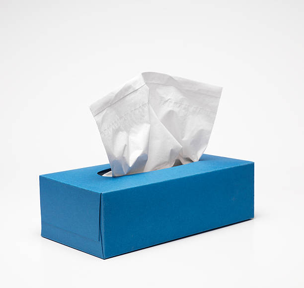 Blue Handkerchief box Handkerchief box with clipping path facial tissue stock pictures, royalty-free photos & images
