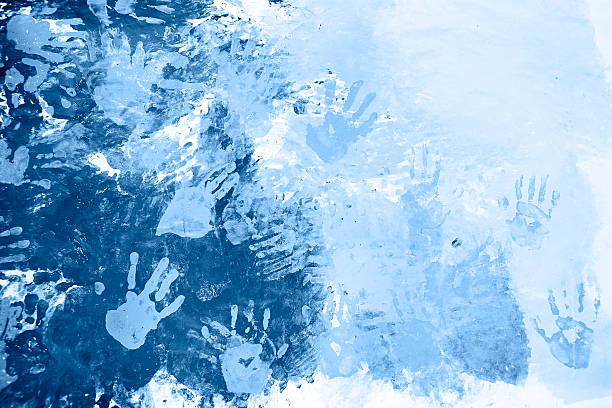 Blue Handprints stock photo