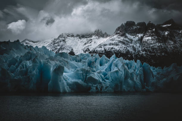 Blue Ice at Grey Glacier stock photo
