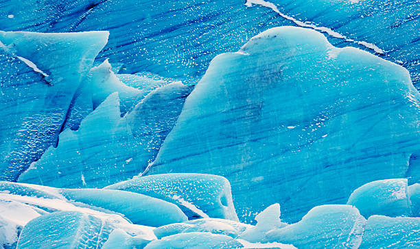 Blue ice of Svinafell glacier in southeast Iceland stock photo
