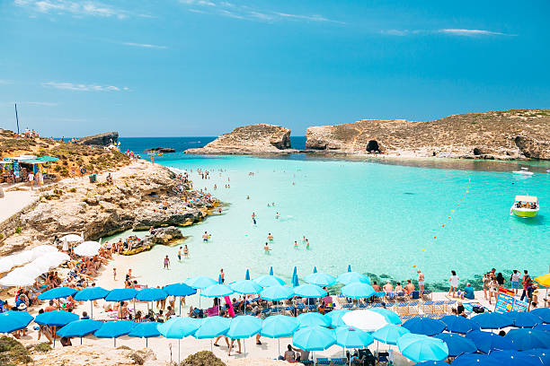 Blue lagoon, Comino - Malta stock photo