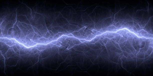 Blue lightning background, cool electrical abstract stock photo