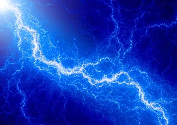 Blue lightning stock photo