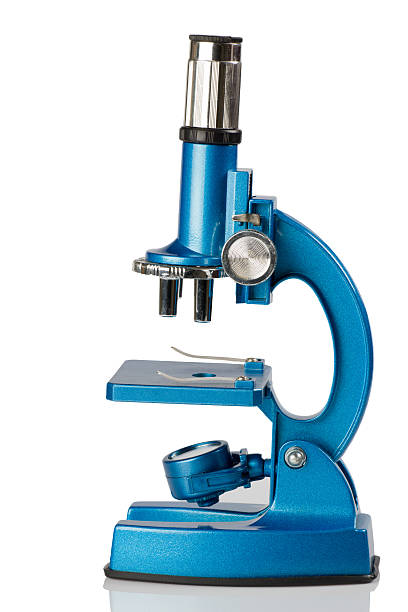Blue microscope stock photo