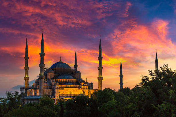 blå moské (sultan ahmet) i istanbul - istanbul blue mosque skyline bildbanksfoton och bilder