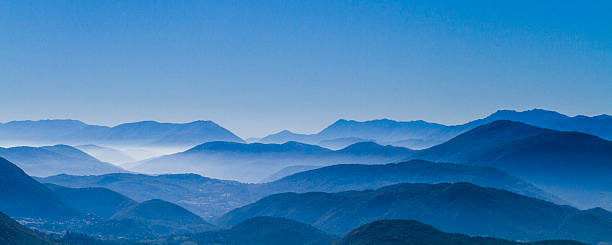 Blue mountains in the Apennines stock photo