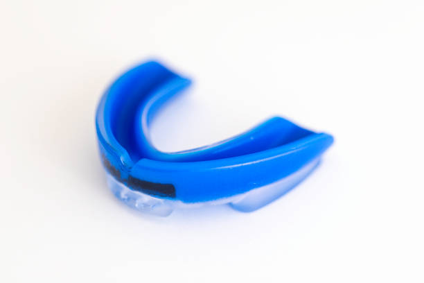 Blue Mouth Guard stock photo