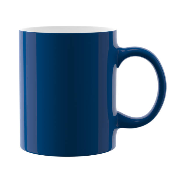 Blue mug Blue mug. Isolated on white background. 3D illustration. mug stock pictures, royalty-free photos & images