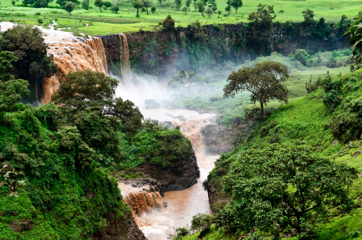 Blue Nile Falls during rainy season in Tis Abay, Ethiopia