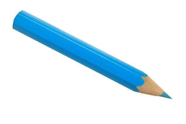Blue pencil on white stock photo