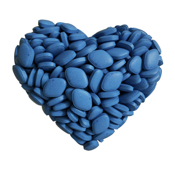 Blue pills heart illustration of a Blue pills anti impotence tablet stock pictures, royalty-free photos & images