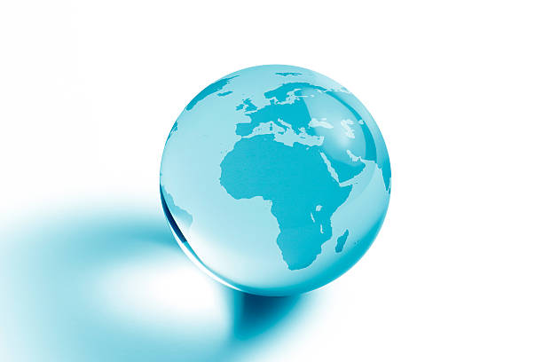 Blue Planet - Europe and Africa "Blue crystal globe focusing on the Europe and Africa area, isolated on white background.Similar images -" cool blue world stock pictures, royalty-free photos & images
