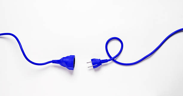 Blue Power Cable Blue Power Cable isolated on white background wired stock pictures, royalty-free photos & images