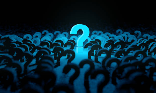 Blue question mark background and dark space or room Concept of doubts and questionnaire. Ask and question.3d illustration question mark photos stock pictures, royalty-free photos & images
