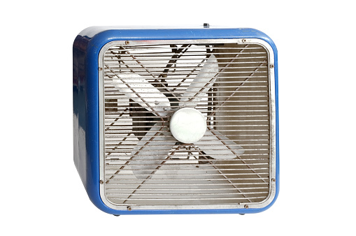 Blue Retro Electric Fan On White Background Stock Photo - Download Image  Now - iStock