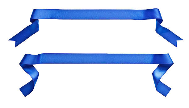 Blue ribbon banner stock photo