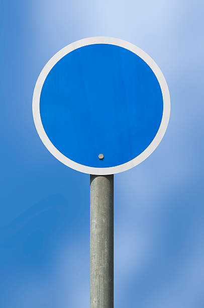 Blue sign on a stick stock photo