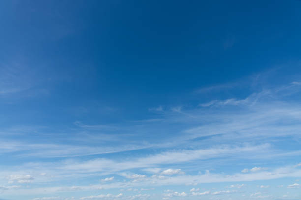 Blue sky background, sunny day sky replacement stock photo