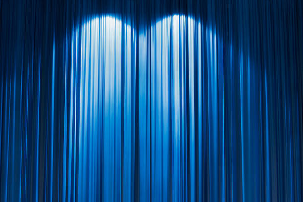 Blue Stage curtain wallpaper background. stock photo