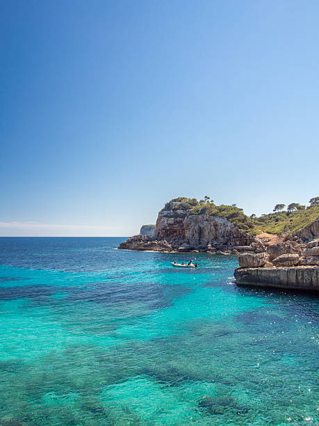 Blue water in Mallorca Coastline stock photo
