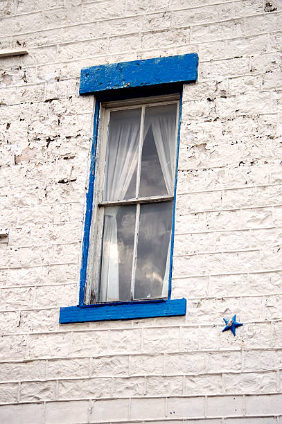 Blue window stock photo