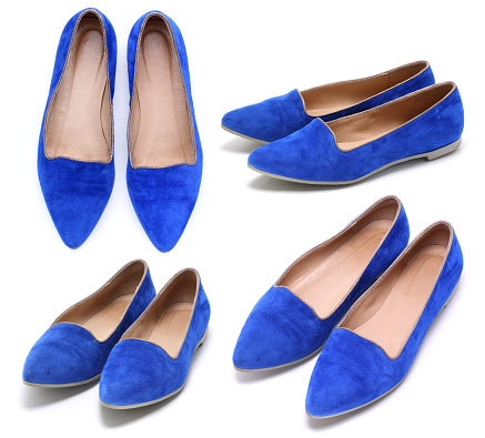 Blue Woman Flat Shoes Stock Photo - Download Image Now - iStock