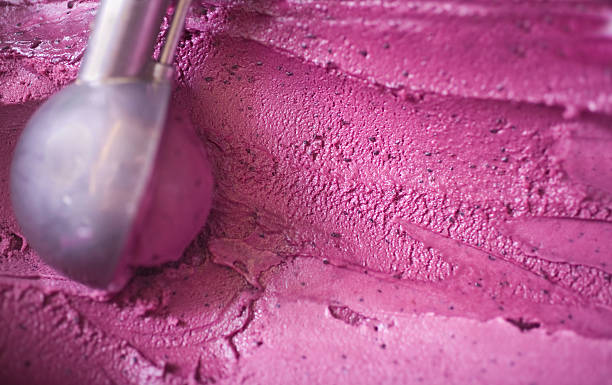 Blueberry ice cream scoop stock photo