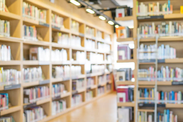blur library blurred bookshelf in library room for your background design bookstore stock pictures, royalty-free photos & images