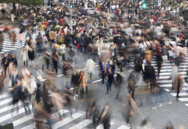 渋谷交差点の歩行者のぼかし運動 - 渋谷 ストックフォトと画像