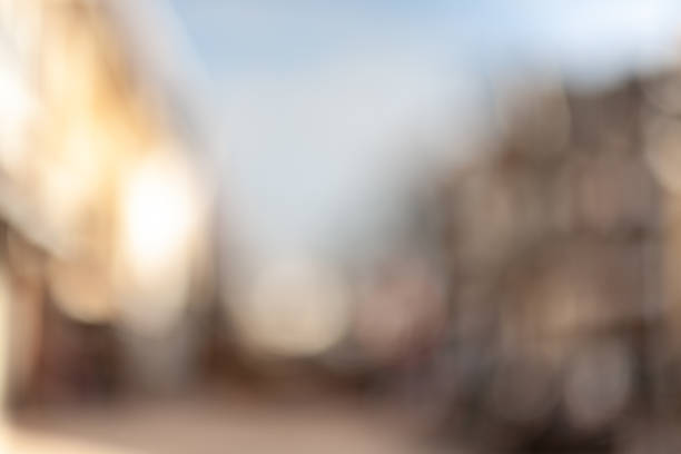 Blurred background of street in inner city stock photo