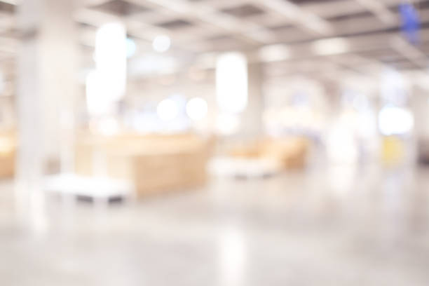 Blurred business background, Blur warehouse with bokeh light background stock photo