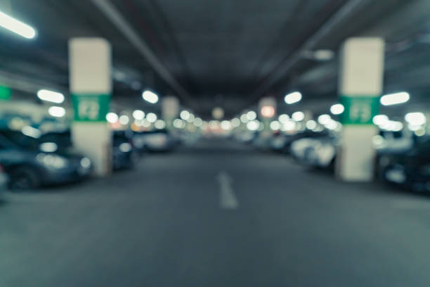 Blurred car park stock photo