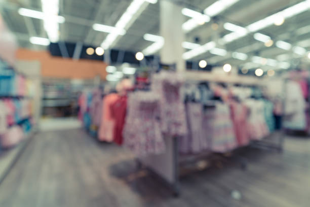 Blurred image of clothing store stock photo