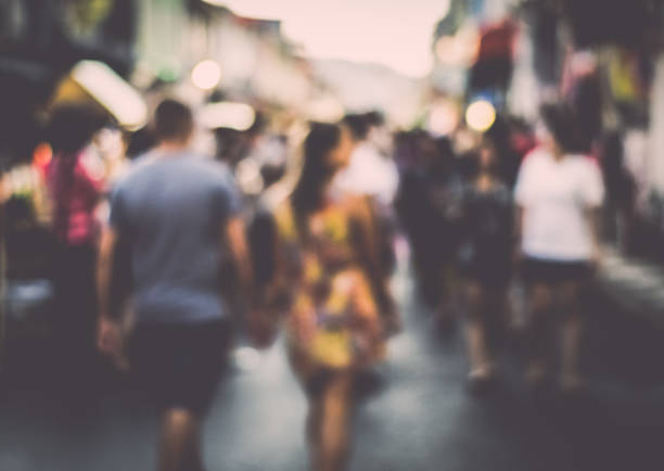 Abstract of blurred people on the street of phuket old town