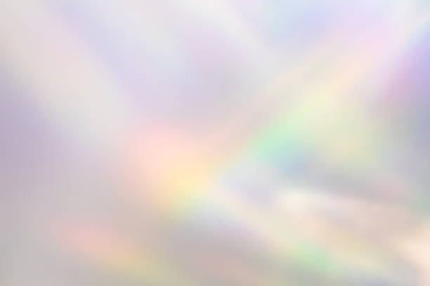 白い壁にぼやけた虹の光屈折テクスチャ - ホログラム ストックフォトと画像