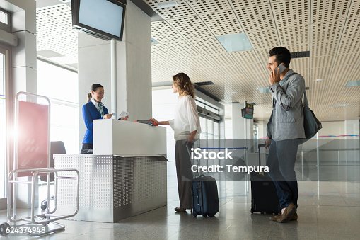istock Boarding the plane, departure lounge. 624374948