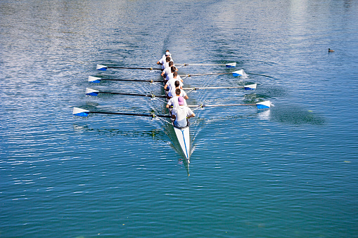 Boat Coxed Eight Rowers Rowing Stock Photo - Download ...
