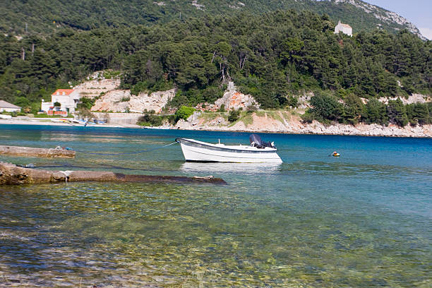 boat in the adriatic sea stock photo