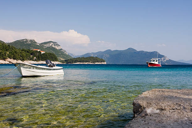 boat in the adriatic sea stock photo