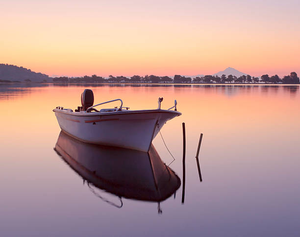 Boat Sunrise stock photo