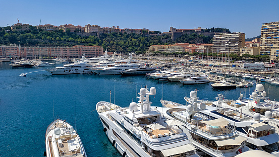 Boats, yachts at Monaco Marina. Sunny summer day.