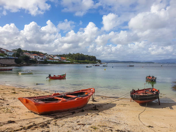 Boats in Arousa Island stock photo