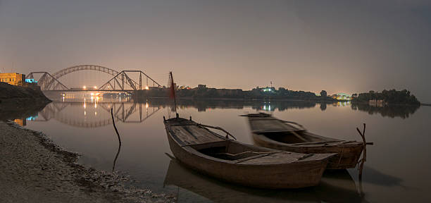 Boats in River Indus stock photo