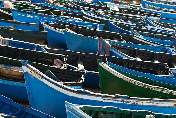 Boats on the beach stock photo