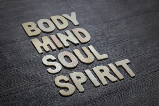 Body Mind Soul Spirit, business motivational inspirational quotes, words typography lettering concept