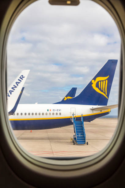 Boeing 737 (operated by Ryanair) in Las Palmas de Gran Canaria Airport stock photo