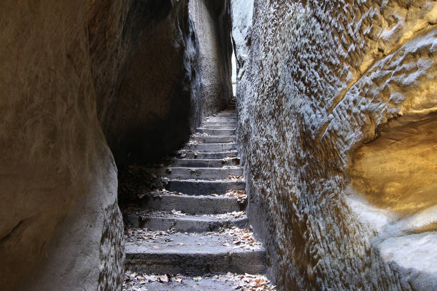 Bohemian Paradise - Rocks Stair - Narrow Path stock photo