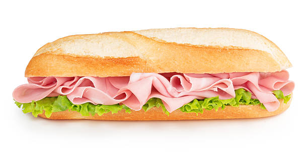 bologna and lettuce sandwich stock photo