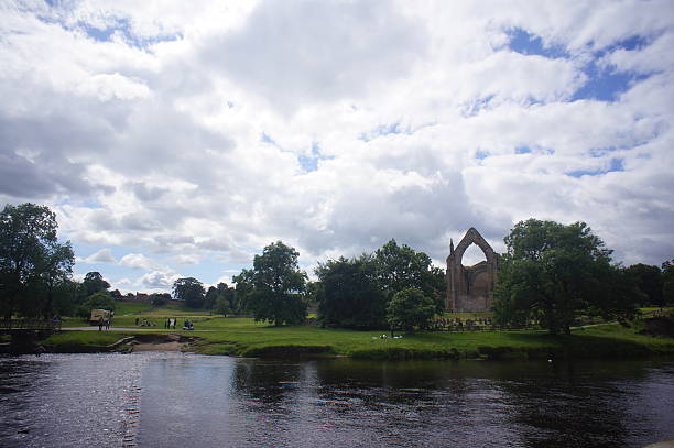 Bolton Abbey on the riverside stock photo