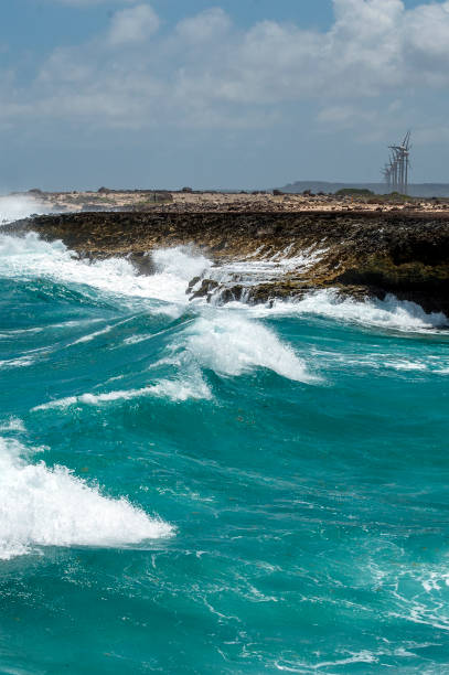 Bonaire Wind Turbines stock photo